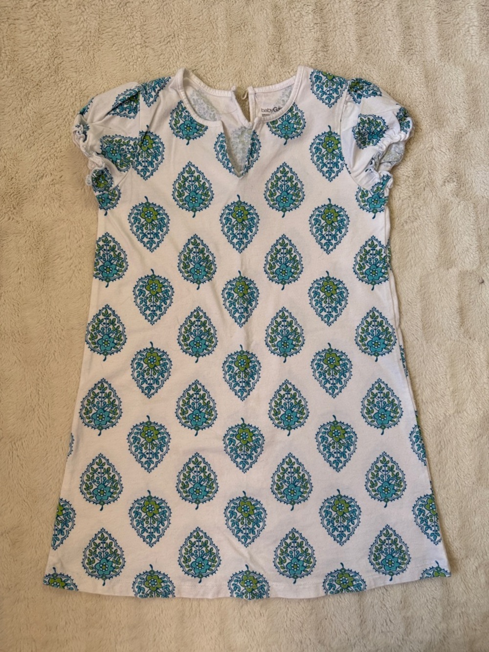 GAP 5T Cotton Dress with Blue-Green Medallion Print